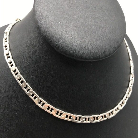 925 Italy Sterling Silver Mariner Anchor Chain Link Necklace 16.25" - Picture 8 of 8